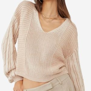 Free people when it rains v neck sweater Fall pullover